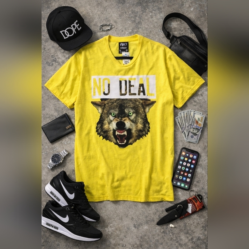 BWVS No Deal. NWT yellow Bear Streetwear S SleeveTshirt. Mens XXL